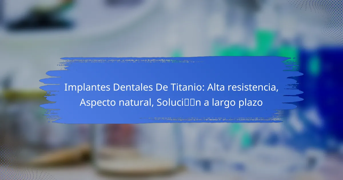 Implantes Dentales De Titanio: Alta resistencia, Aspecto natural, Solución a largo plazo